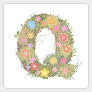 "Q" Floral Letter Monogram Magnet